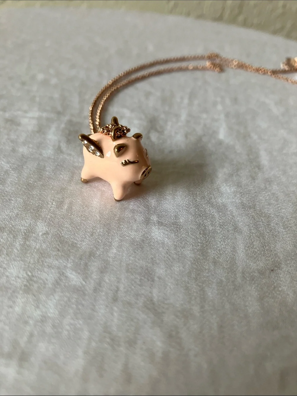 Kate Spade: Rose Gold Tone Pig “When Pigs Fly”Pendant Necklace- Dust Bag